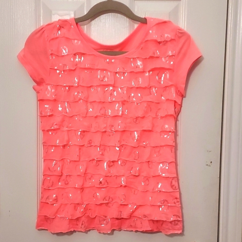 Justice ruffled orange top